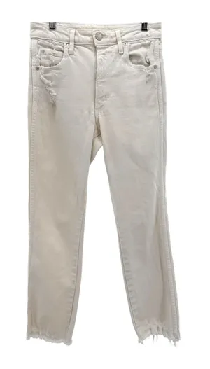 AMO Bella White Oak Distressed‎ High Rise Slim Straight Jeans Off White 27 thumbnail 1