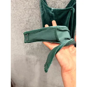 Abercrombie & Fitch Women Bodysuit M Green Velvet Cowl Neck Crisscross Straps thumbnail 6