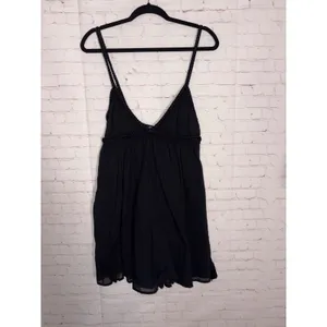 Zara Black Braided Strap Tassel Tie Back Babydoll‎ Romper Large Boho Summer thumbnail 4