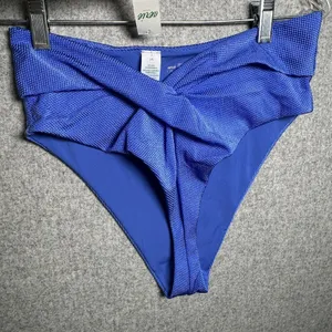 Aerie Large‎ High Cut Cheeky Swim Bikini Bottom Blue Summer NWT Bathing Suit thumbnail 3