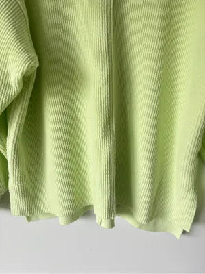 Aerie Wonder Textured V-Neck Sweatshirt Green Glow Oversized Loungewear Neon thumbnail 8