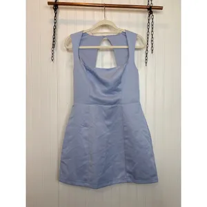 NWT Lulus Illustrious Perfection Light Blue Satin Backless Mini Dress Party Sz L thumbnail 2