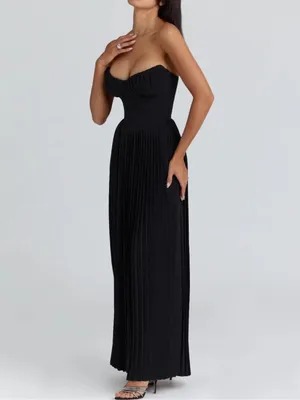 House of CB Marcella Black Georgette Pleated Maxi Dress XS A-C Regular NWOT thumbnail 2