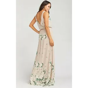 NWT Show Me Your MuMu floral maxi dress beige MEDIUM bohemian Bridesmaid prom thumbnail 5