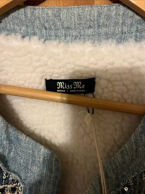 Miss Me Light Blue Sequin Jean  Vest thumbnail 3