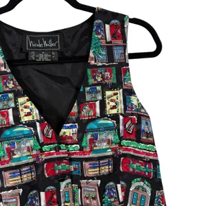 Nicole Miller Vintage 100% Silk Christmas Vest Nutcracker Novelty Womens‎ Medium thumbnail 4