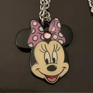 Disney Set Lot of 2 Minnie Mouse Best Friends Necklaces Necklace silver chain 18” New thumbnail 2