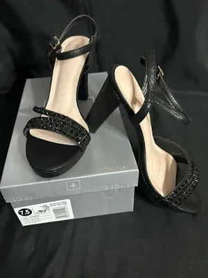 David’s Bridal Women’s Black Rhinestone Prom Party Dress Heels In Box SZ 7.5 thumbnail 13