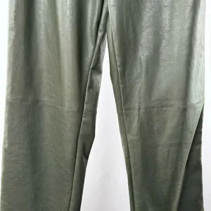 NWT Lulus Effortless Edge Vegan Leather Straight Leg Pants in Olive Green Size M thumbnail 7