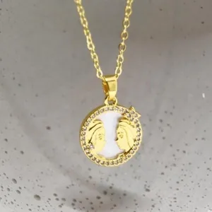 Zodiac Charm Gemini Necklace Gold thumbnail 2