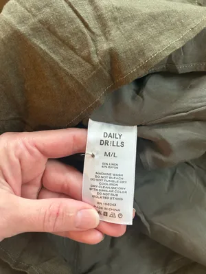 Daily Drills Linen Green Button Down Romper M/L thumbnail 7