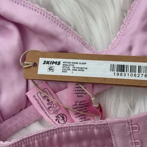 Skims Woven Shine Sleep Bralette Pink Rose Size Large thumbnail 9