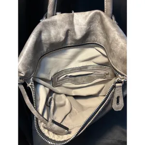 Gray Distressed Vegan Leather Convertible Backpack Shoulder‎ Bag Silver Padlock thumbnail 3