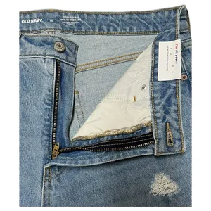 New Old Jeans Navy Womens 10 Extra High Rise Sky Hi Wide Leg Raw Hem Light Blue thumbnail 3