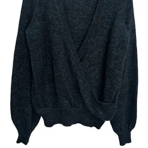 Free People Wool Blend Karina Crossover Knit Sweater Green Cozy Luxury Chic XS thumbnail 4