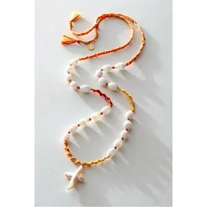Free People Ariana Ost Easy Does It Pearl Cross Strand Necklace Bohemian Beach thumbnail 3