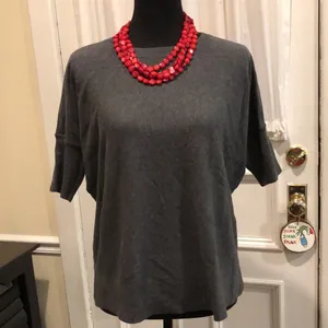 Women’s Charcoal Grey Flat Knit Ribbed Elbow Sleeve Sweater Sz Medium NWT thumbnail 7