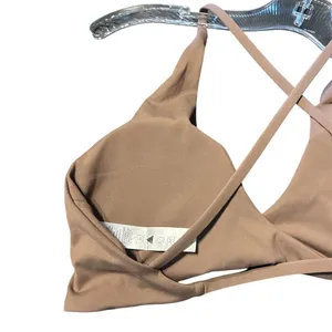 Women's XXL Dark Brown Padded Sports Bra Criss-Cross Back‎ Wireless thumbnail 3