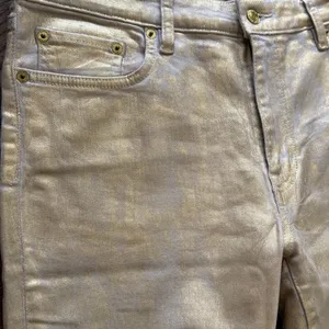 Ralph Lauren Metallic Gold Tan Brush Stroke Straight Skinny Jeans Western Rodeo thumbnail 2