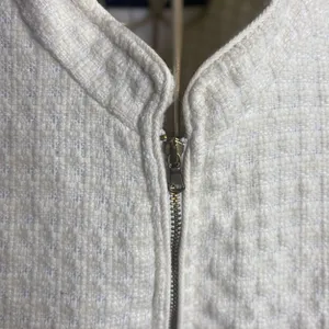 Zara Wool Blend Zip Front Textured Blazer Medium Winter White thumbnail 9