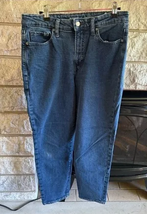 Old Navy Dark Blue High-Rise Straight Jeans Size 8 thumbnail 1