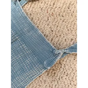 Boho Dusty Blue Gauze Shortalls Romper Acid Wash Cotton Cottagecore Small Zenana thumbnail 7