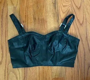New Look Faux Leather Black Top thumbnail 1
