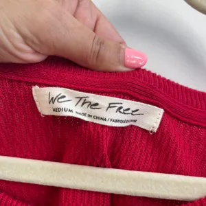We The Free Found My Friend Rainbow Top Wmn Medium Red Boho Striped Waffle Knit thumbnail 8