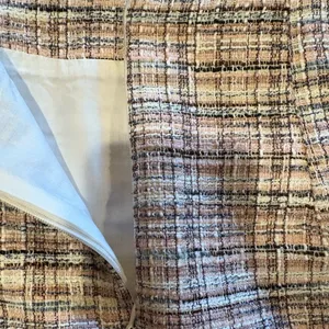 Pink Lily Tweed Mini Skirt faux pearl button detail women’s size M thumbnail 6