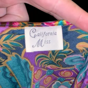 Vintage California Miss Floral Satin Short Chemise M Nightgown Side Slit thumbnail 9