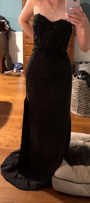 Sherri Hill Black lace prom dress thumbnail 1