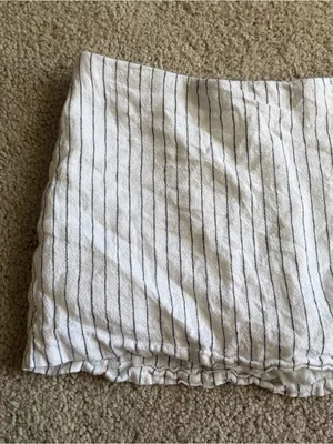 Abercrombie And Fitch White Black Stripped Linen Blend Mini Skort Skirt Large 32 thumbnail 3