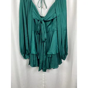 Hello Molly Forest Green Sunrise Memories Ruffle Mini Dress Romper Sz.L/US 8 NWT thumbnail 6