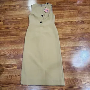 ALEXIS Lena Camel Midi Dress Women’s Large Retro Classic Neutral Chic thumbnail 10