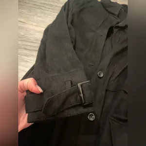Zara Faux Suede Black Belted Trench Coat M thumbnail 9