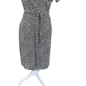 DVF Julian Two Wrap Dress Black White Cotton Silk Size 4 thumbnail 4