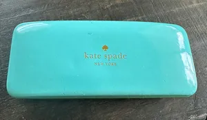 Kate Spade Turquoise and Green Hard Shell Eyeglass Case with Eye Graphic Inter thumbnail 1