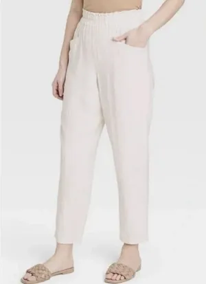 A New Day L Large Pants High Rise Tapered Ankle Pull‎ On Light Pink Cropped Crop thumbnail 1