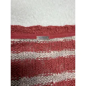 Free People Sweater Womens S Orange White Striped Crop Boxy Cap Sleeve‎ Beachy thumbnail 8