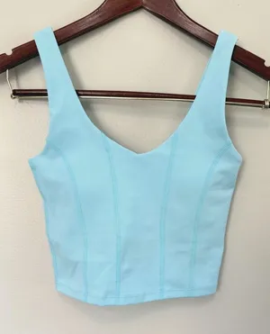 Acta Wear Women's Light Blue Flex It Corset V-Neck Crop Tank Top Sz Small NWOT thumbnail 1