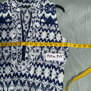 Lola Australia Maxi Dress S Blue White Morocco Ikat Cotton Beach‎ Wedding Guest thumbnail 12