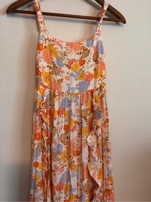 Anthropologie Abel the Label Orange Pink Floral Maxi Sun Dress thumbnail 5