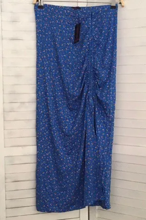 Blue Floral Skirt, Medium thumbnail 1