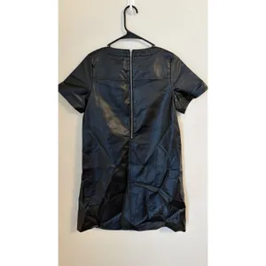 NWT THML MSRP $98 Wynne Black Faux Leather Vegan‎ Short Sleeve Short Dress S thumbnail 5