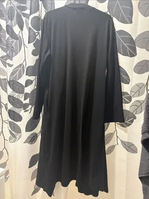 Ekouaer Women's Black Open-Front Long Robe — Comfortable Lounge Wrap thumbnail 3