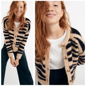 Madewell Deville Cardigan‎ Sweater in Tiger Stripe Size XXS Alpaca Wool Blend thumbnail 2