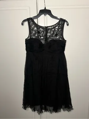Y2K Vintage Dolce Jovani Silk Beaded Lace Cocktail Dress thumbnail 2