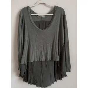 Free People We The Free TT Special Tee Crop Draping Long Sleeve Thermal Top Sz M thumbnail 4