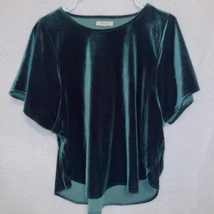 K4376 Emerald Green Velvet Butterfly Top size medium thumbnail 1