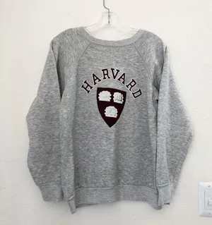 Vintage Grey Preppy Harvard crewneck sweatshirt with embroidered logo -Size M Great condition, measurements in pics thumbnail 1